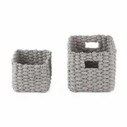 Set 2 cestini in carta intrecciata Lisou color grigio