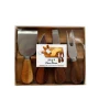 Set 4 coltelli da formaggio con manico in legno 16x13x1,7 cm