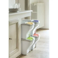 Set 4 pattumiere per raccolta differenziata Poker 80 l col assortiti