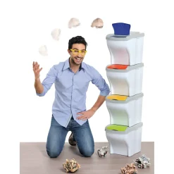 Set 4 pattumiere per raccolta differenziata Poker 80 l col assortiti