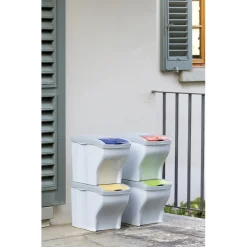 Set 4 pattumiere per raccolta differenziata Poker 80 l col assortiti