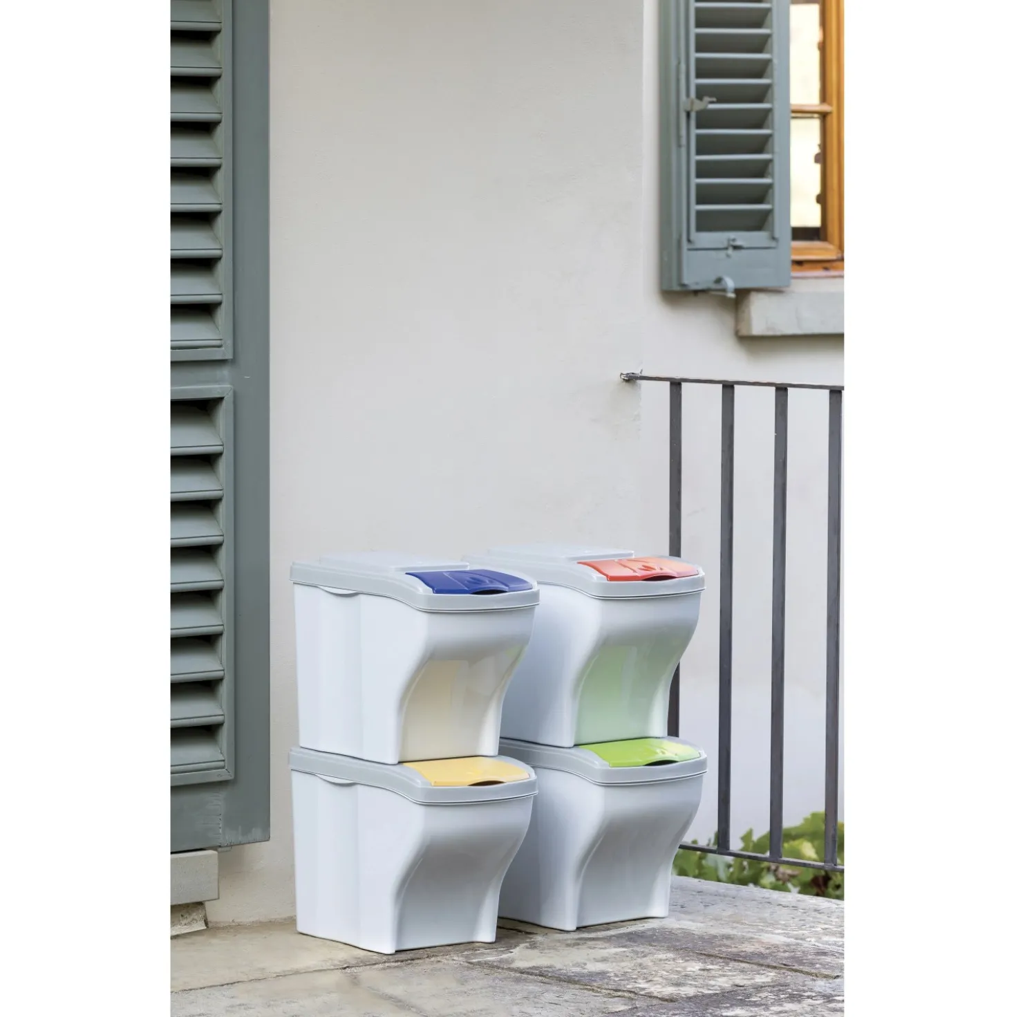 Set 4 pattumiere per raccolta differenziata Poker 80 l col assortiti