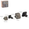 Set 4 pomoli appendiabiti in poliresina quadrati effetto mosaico nero