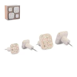 Set 4 pomoli appendiabiti in poliresina quadrati effetto mosaico bianco