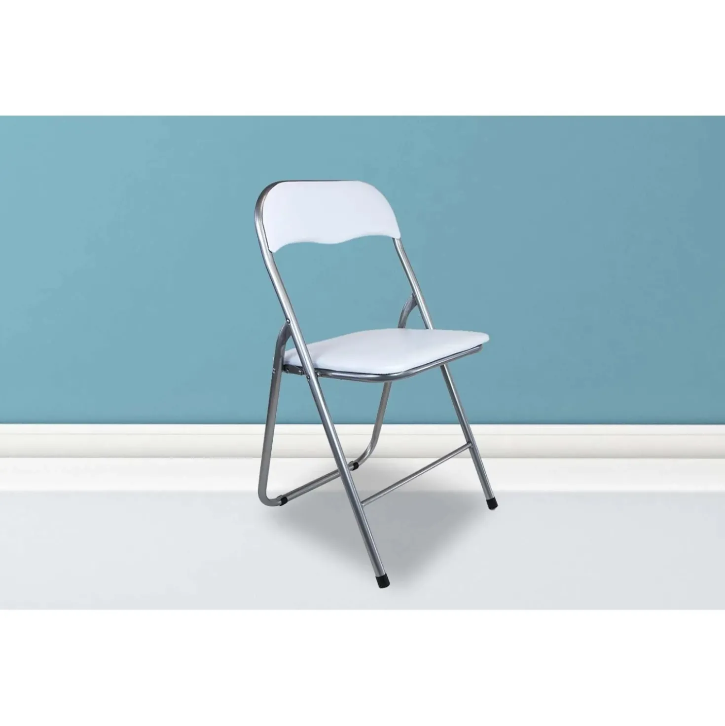 Set 6 sedie pieghevoli in acciaio imbottite Bianco 45x45x45/80 cm