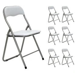 Set 6 sedie pieghevoli in acciaio imbottite Bianco 45x45x45/80 cm