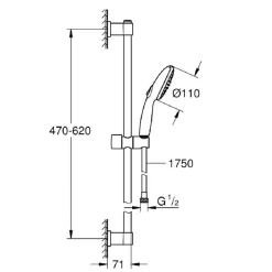 Set asta doccia a 2 getti GROHE Vitalio Start 110 cromo