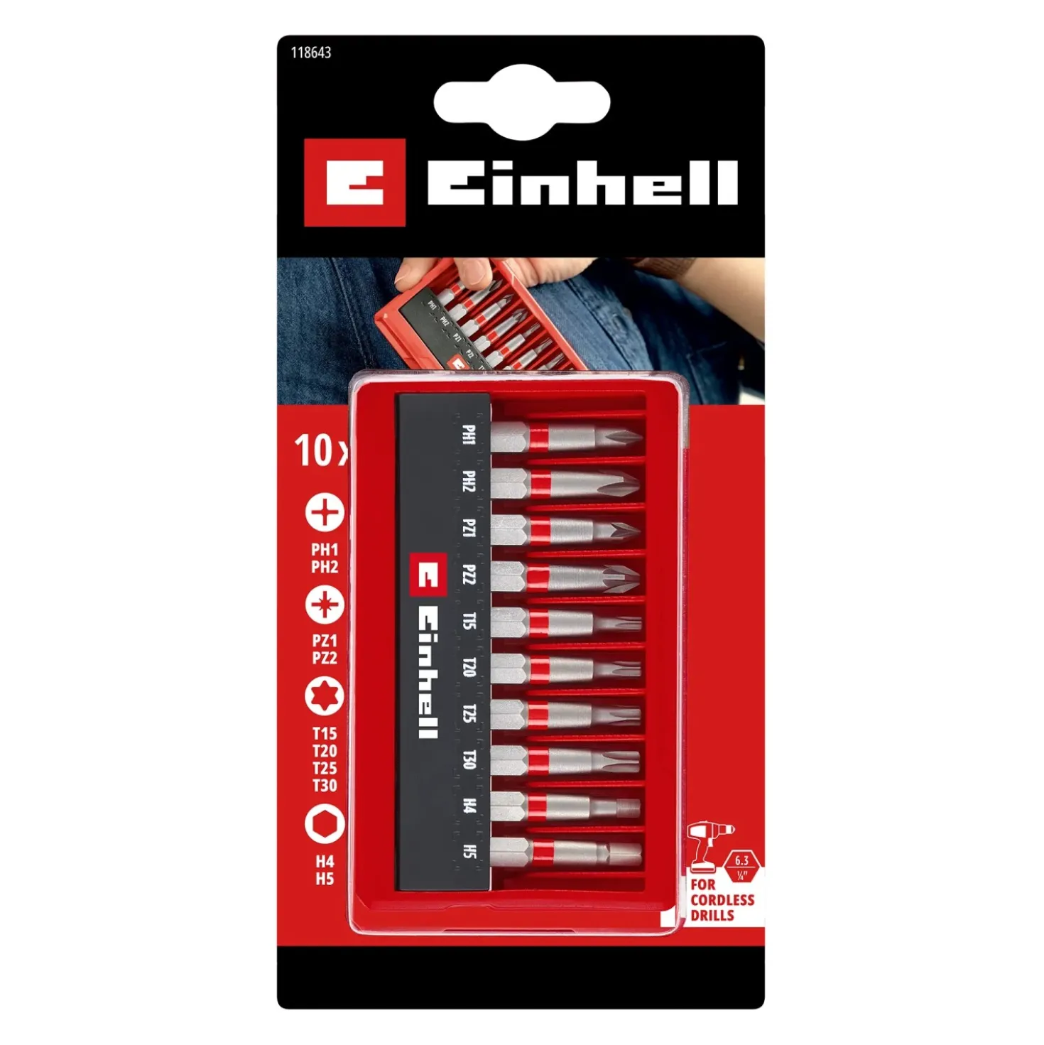 Set di bit Einhell in formato tascabile 10 pz 50 mm