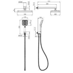 Set doccia aQuasanit Kronos con soffione e doccetta 3 getti cromo