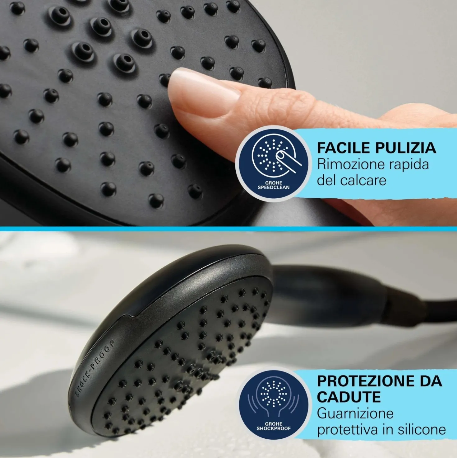Set doccia Grohe Vitalio Start 110 Nero opaco con 2 tipi di getto Quickfix