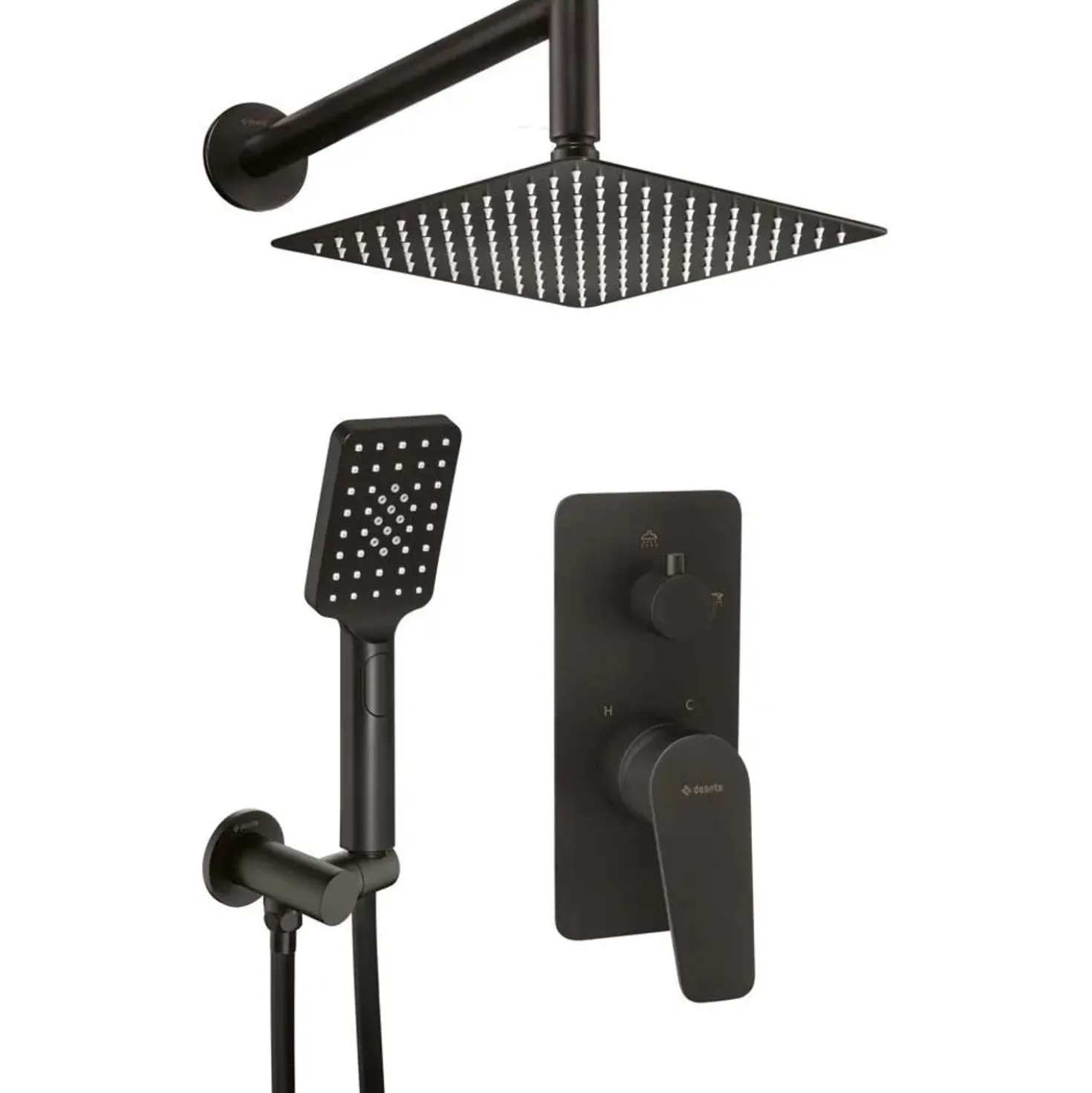 Set doccia incasso Idrostile anticalcare 300x300 mm nero