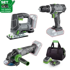 Set 3in1 Trapano avv. Seghetto alt. Smerigliatrice ang. LUX-TOOLS PowerSystem