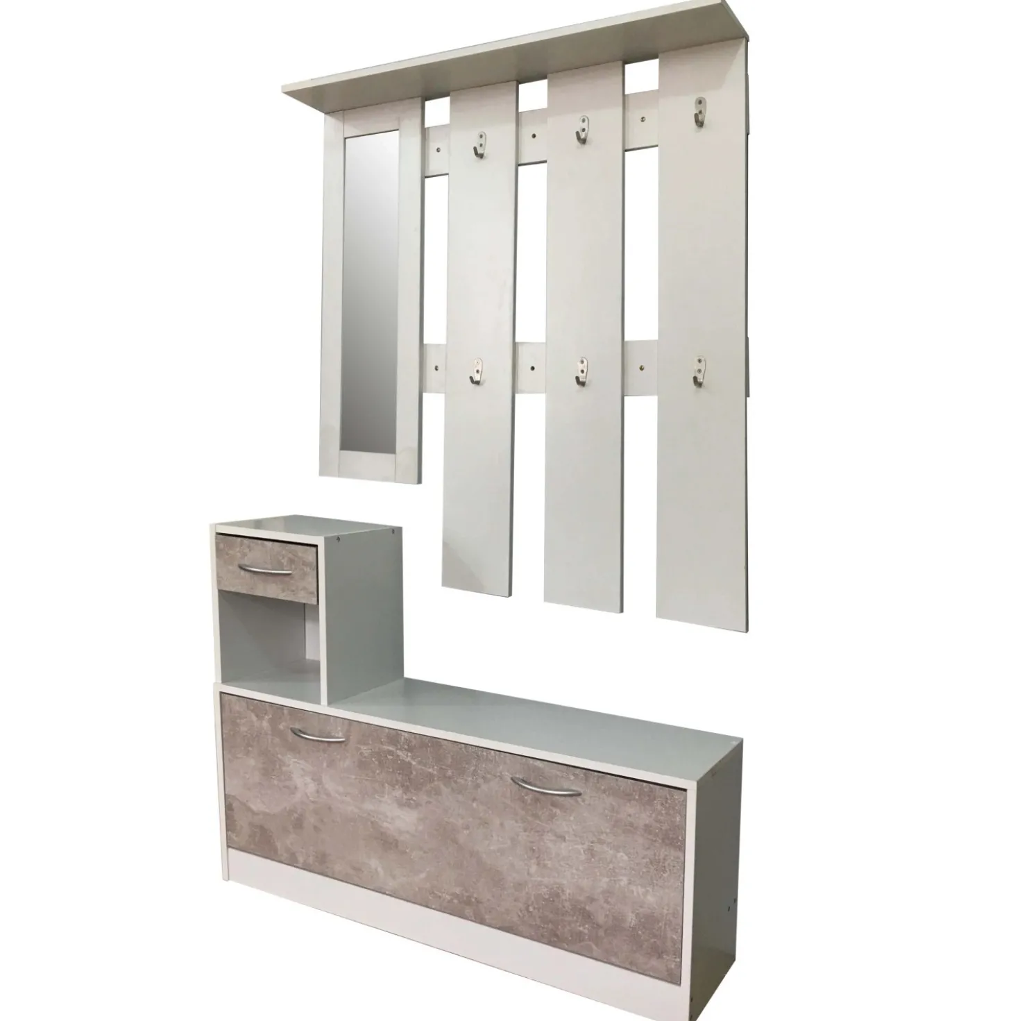 Set mobili ingresso in pannello truciolare 100x24x159 cm bianco cemento