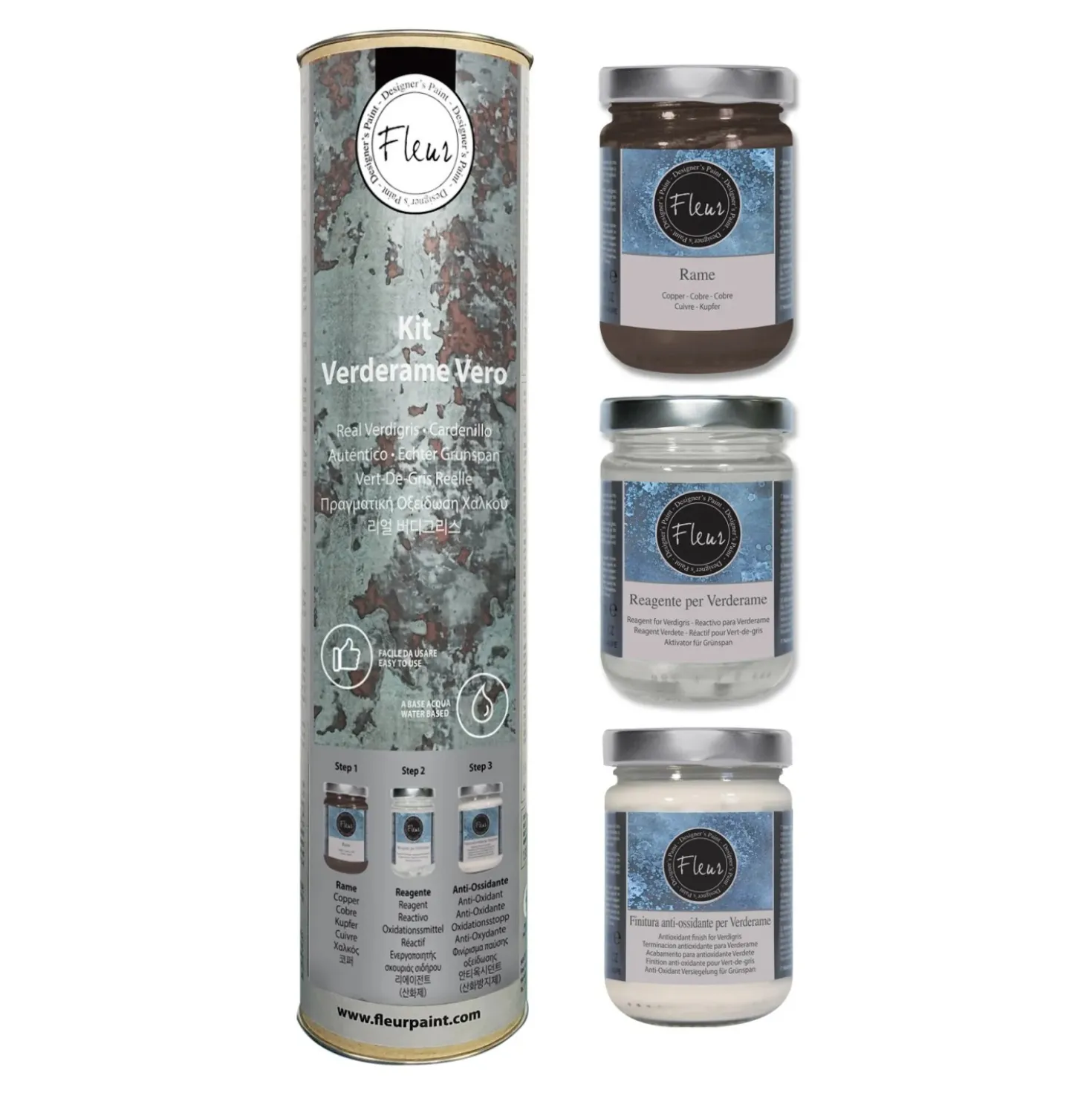 Set pittura effetto verderame Fleur Real Verdigris 130 ml