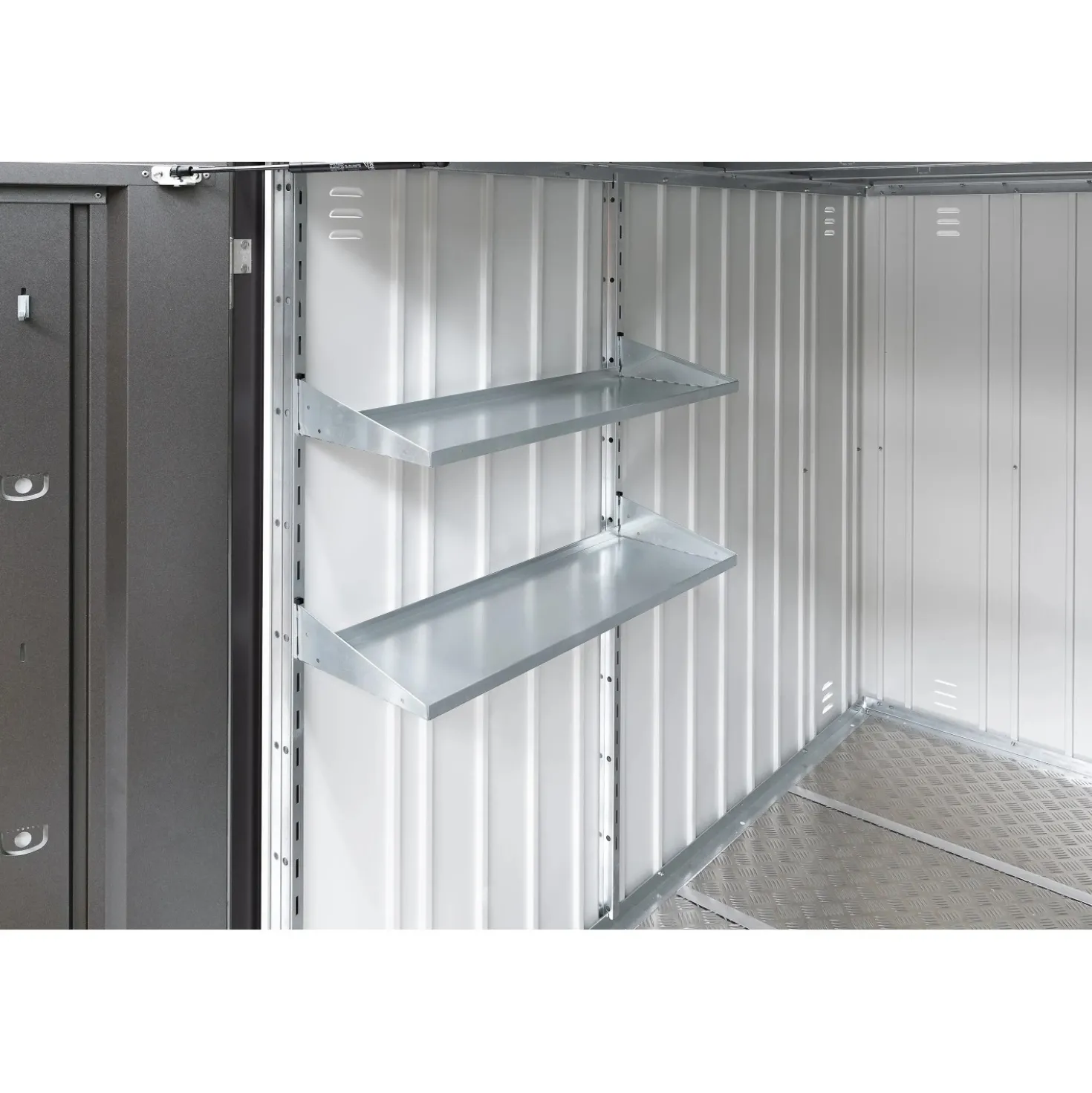 Set scaffali Biohort per mini garage incl. montante e 2 ripiani 77x26,8x14 cm