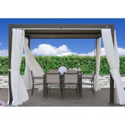 Set tende voile in poliestere bianco per pergola solanum deluxe 3x3 m