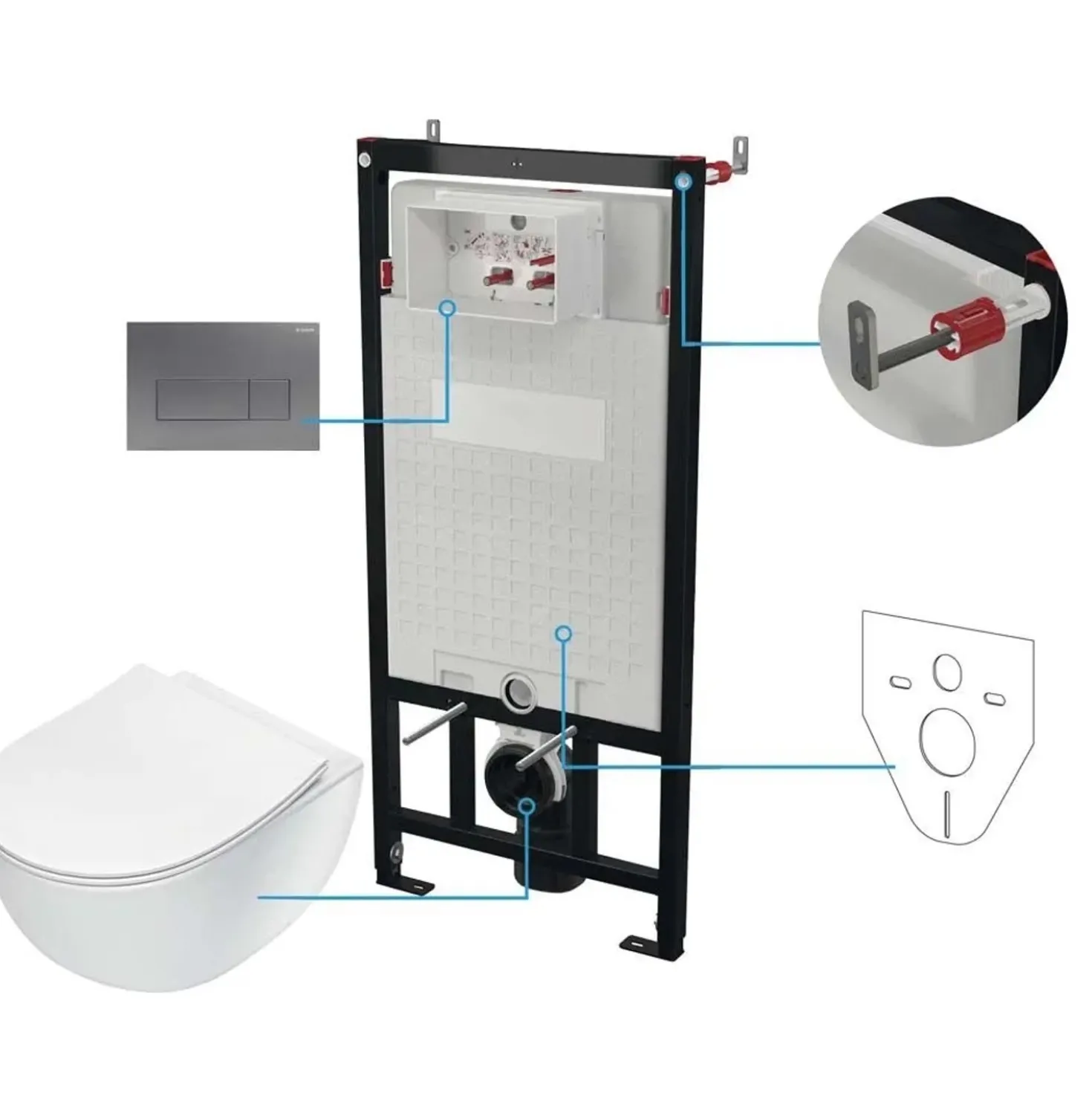 Set WC murale Artemides 6 in 1 bianco titanio