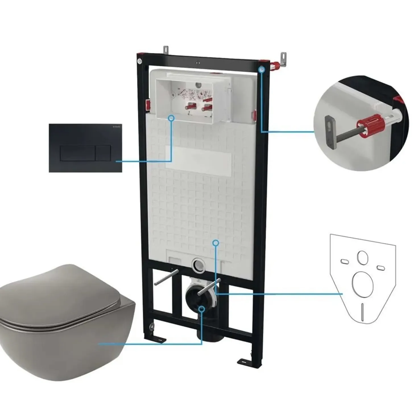 Set WC murale Artemides 6 in 1 antracite titanio