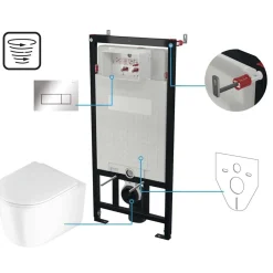 Set WC murale Genio 6 in 1 bianco e cromo