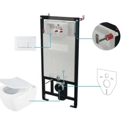 Set WC sospeso 6 in 1 Idrostile con sedile e telaio bianco