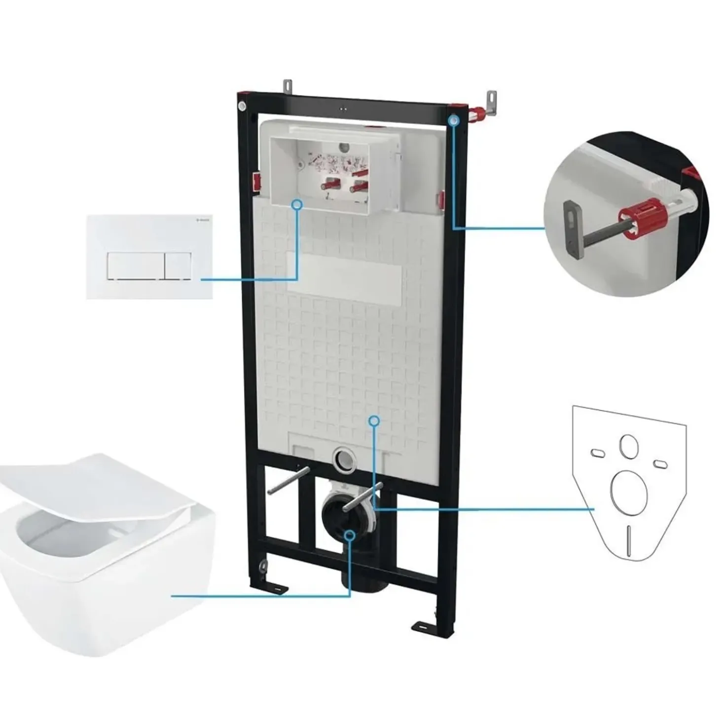 Set WC sospeso 6 in 1 Idrostile con sedile e telaio bianco