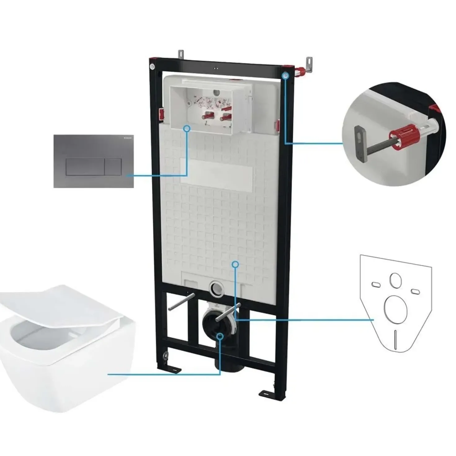 Set WC sospeso a parete Song 6 in 1 titanio