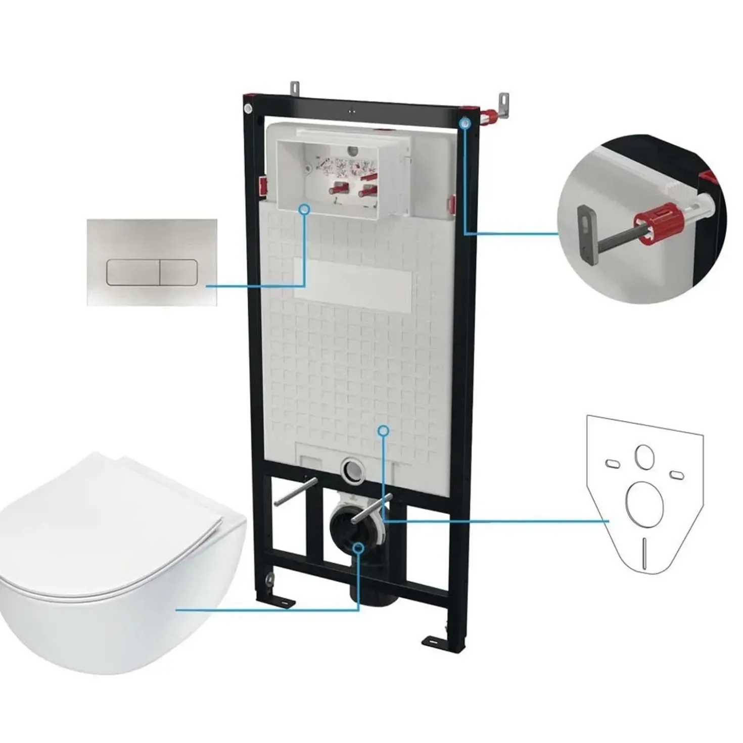 Set WC sospeso Artemides 6 in 1 acciaio spazzolato