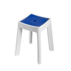 Sgabello contenitore Keope bianco e blu