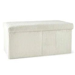 Sgabello contenitore pieghevole in velluto 60x30xH29 cm avorio