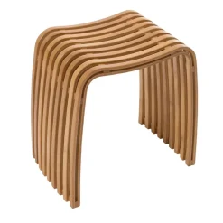 Sgabello da bagno in bamboo naturale 46x31x46 cm