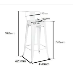 Sgabello in ferro New Bristol bianco seduta in legno 42x42x77/94 cm
