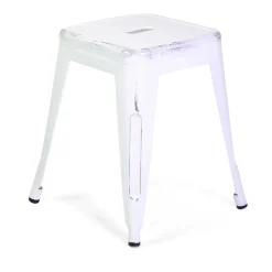 Sgabello in ferro New Bristol bianco antico 38x38x45 cm