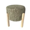 Sgabello in velluto a coste verde 30x30x35 cm