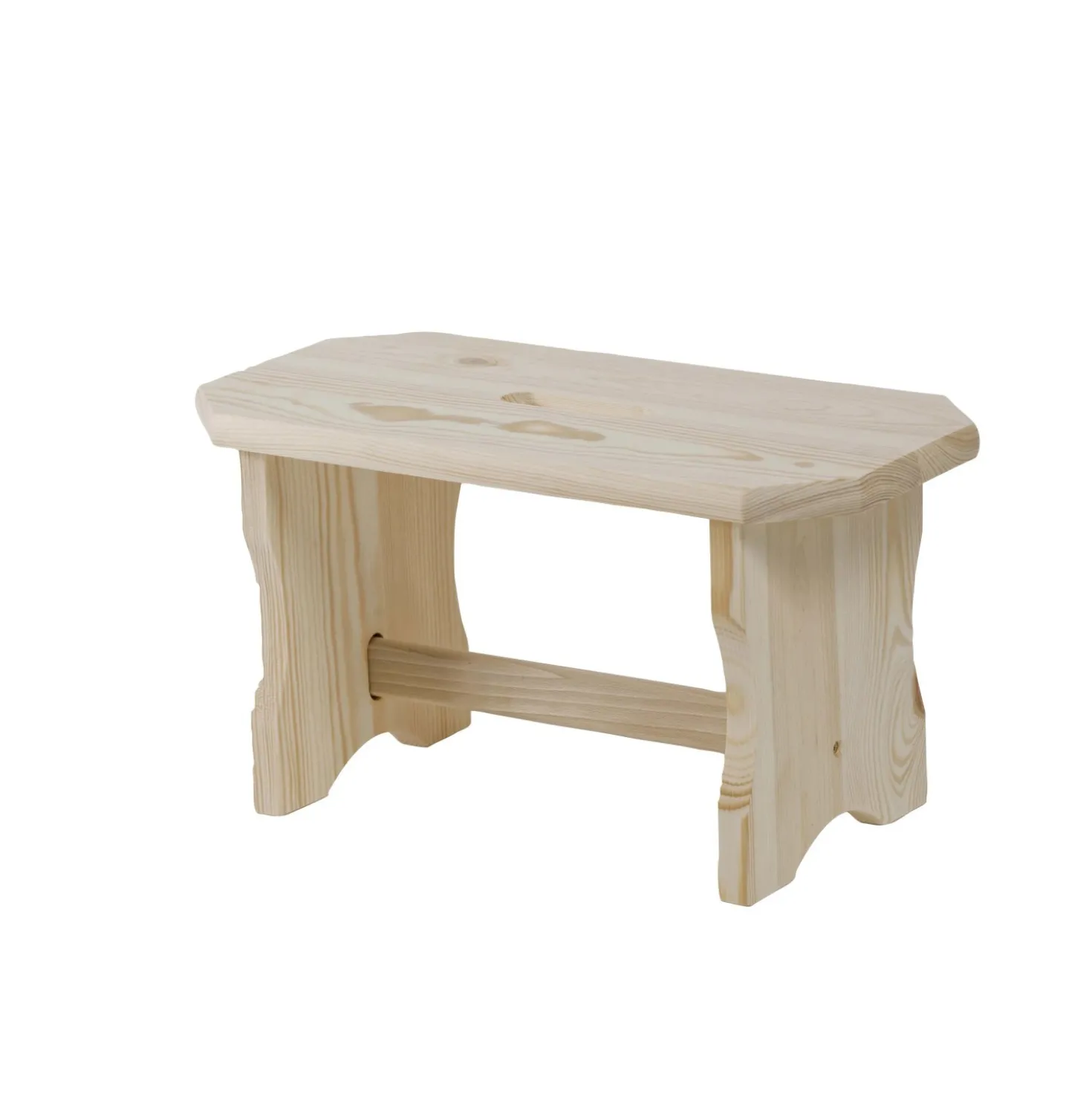 Sgabello pino non verniciato traversina in faggio 390x190x210 mm