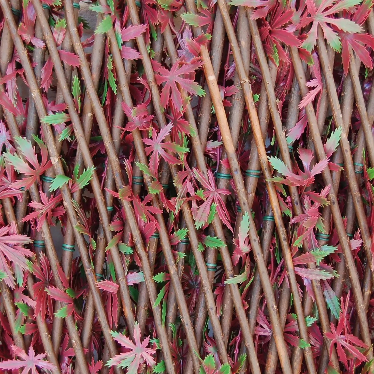 Siepe artificiale con foglie 3D in salice Red Acer 1x2 m, rosso