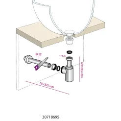 Sifone lavabo cromato LINEIS MINI
