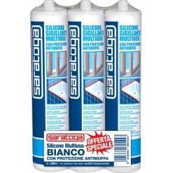 Silicone acetico Saratoga multiuso antimuffa Tripack 3 x 280 ml