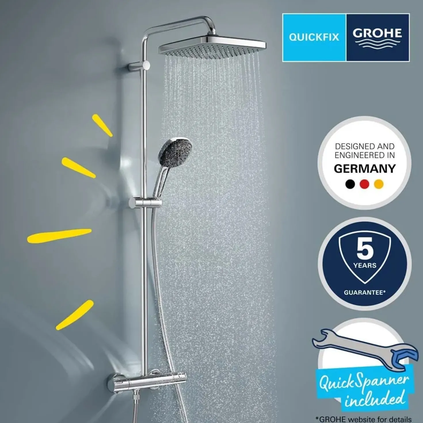 Sistema doccia con miscelatore termostatico Grohe Vitalio Comfort 250