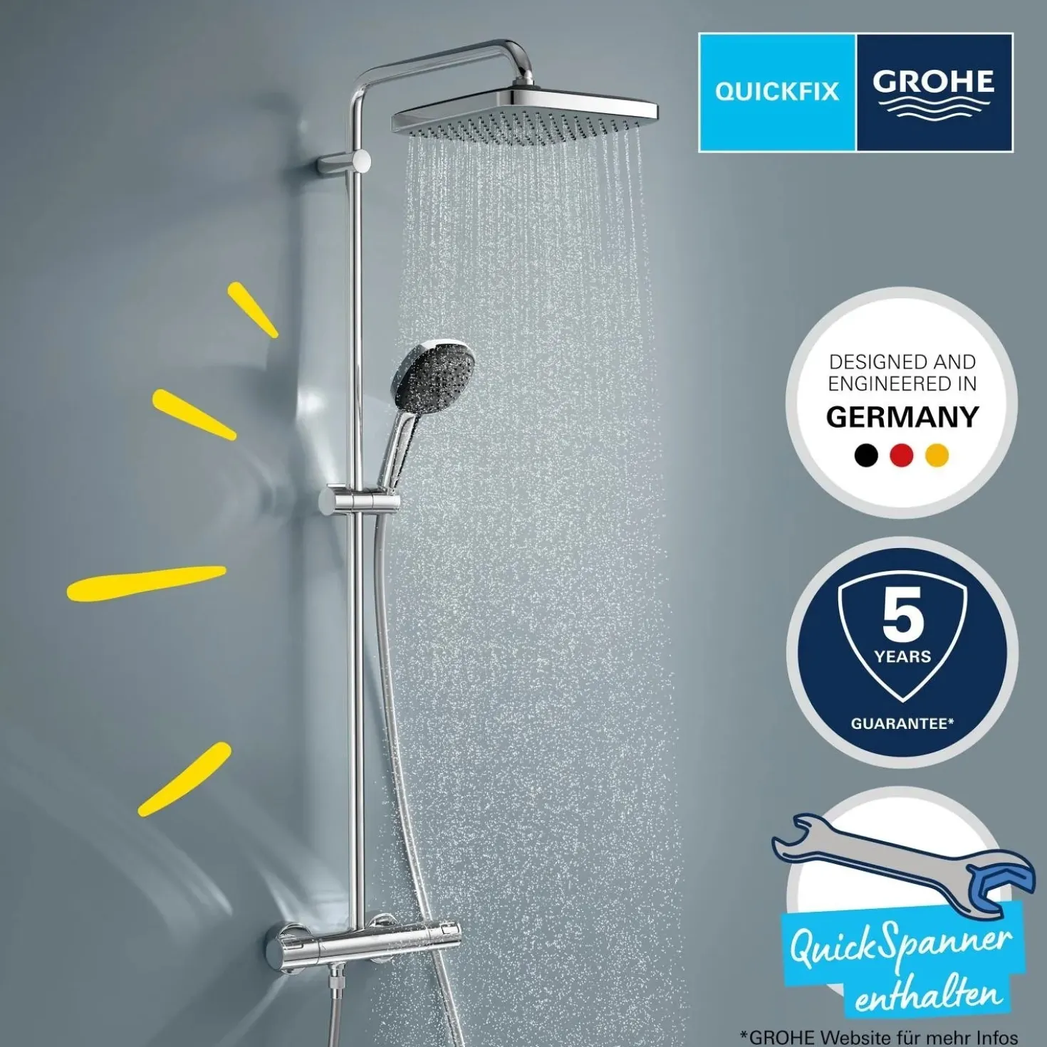 Sistema doccia con miscelatore termostatico Grohe Vitalio Comfort 250