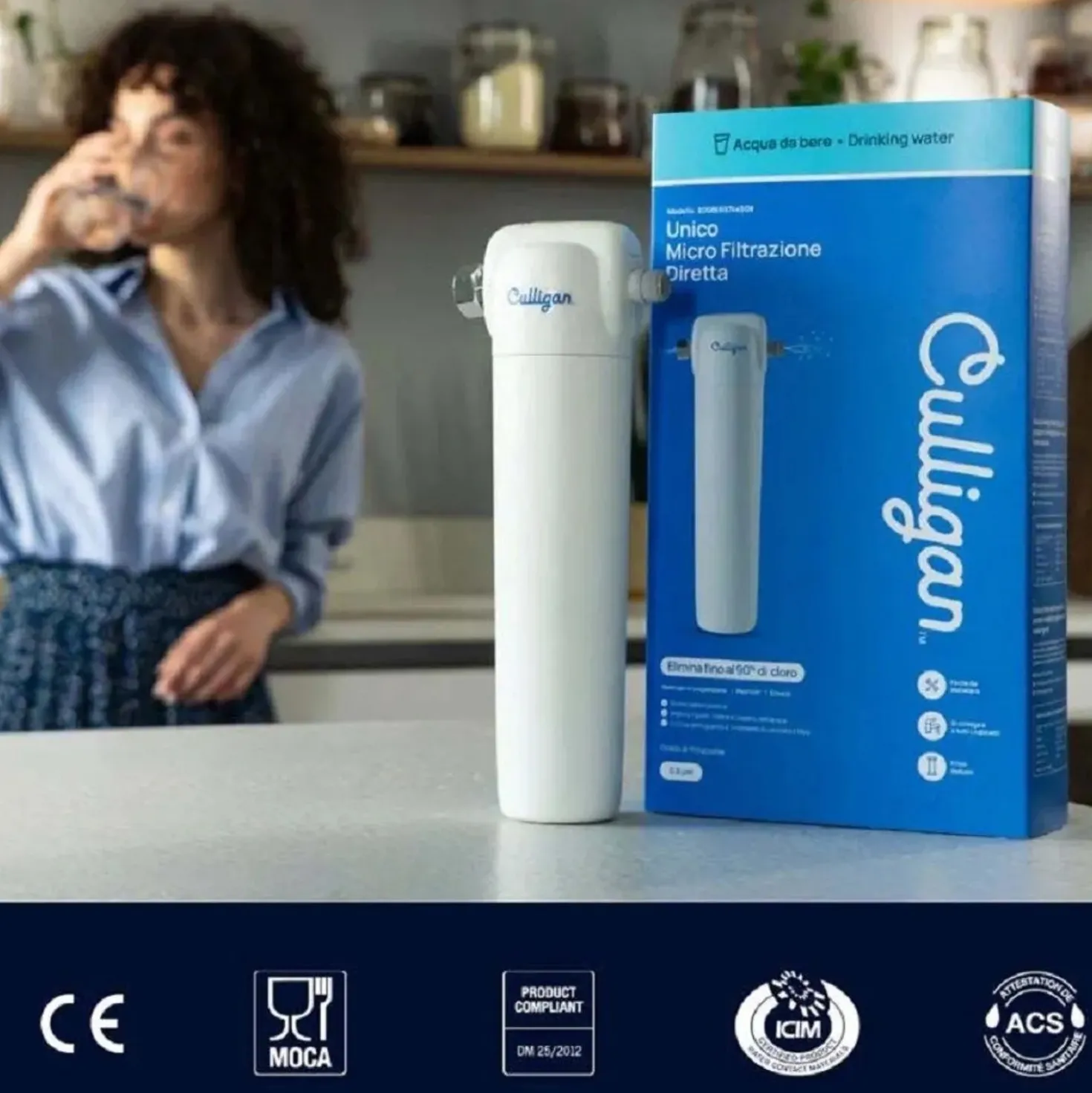 Sistema filtraggio acqua Culligan Unico diretto sottolavello 112x305 mm