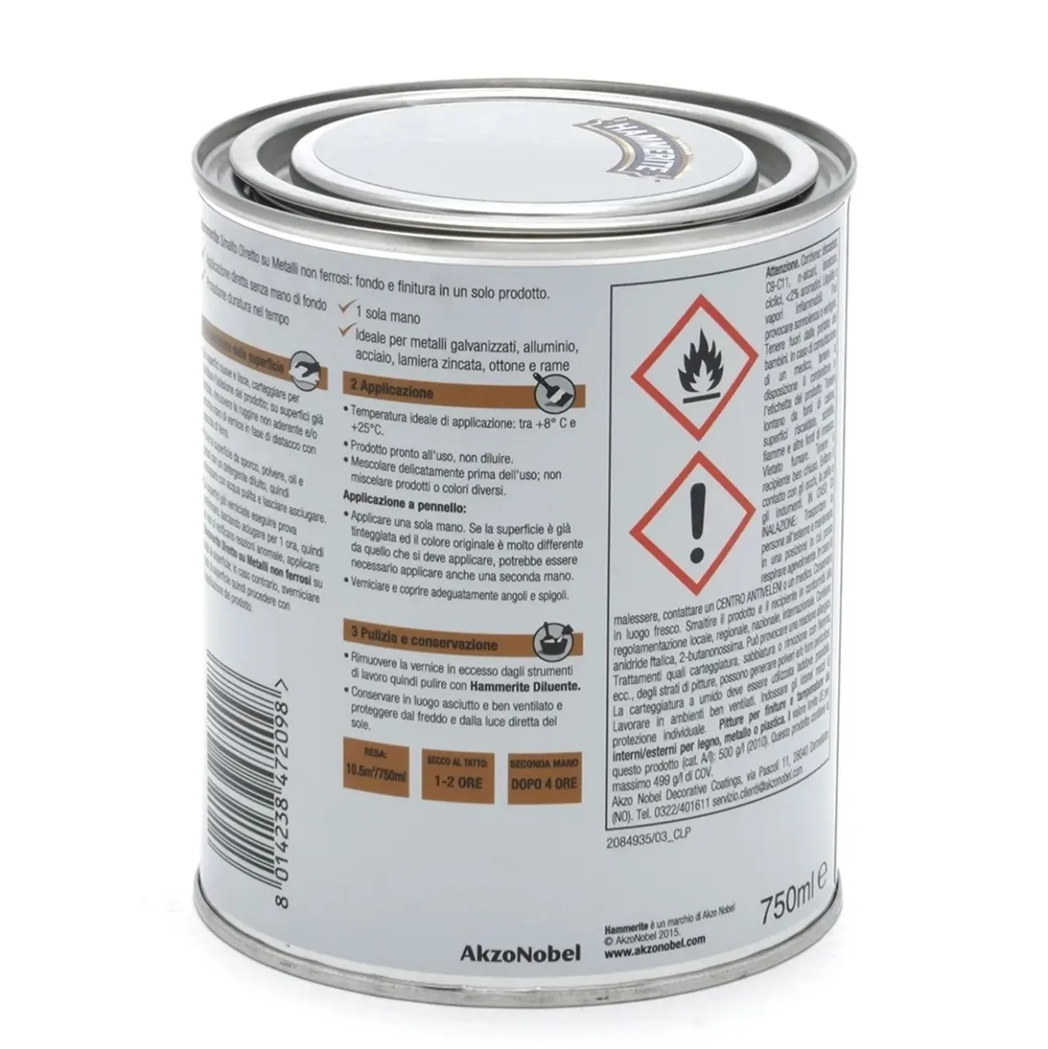 Smalto a solvente antiruggine Hammerite brillante grigio 0,75 l