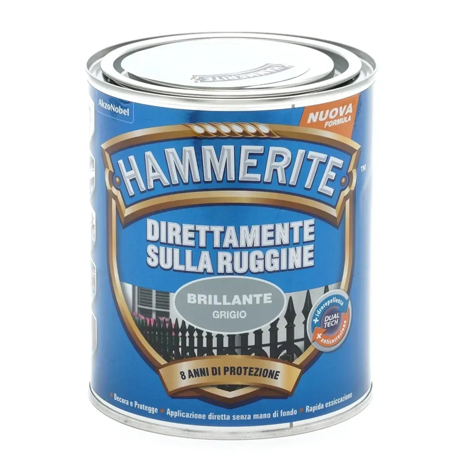 Smalto a solvente antiruggine Hammerite brillante grigio 0,75 l