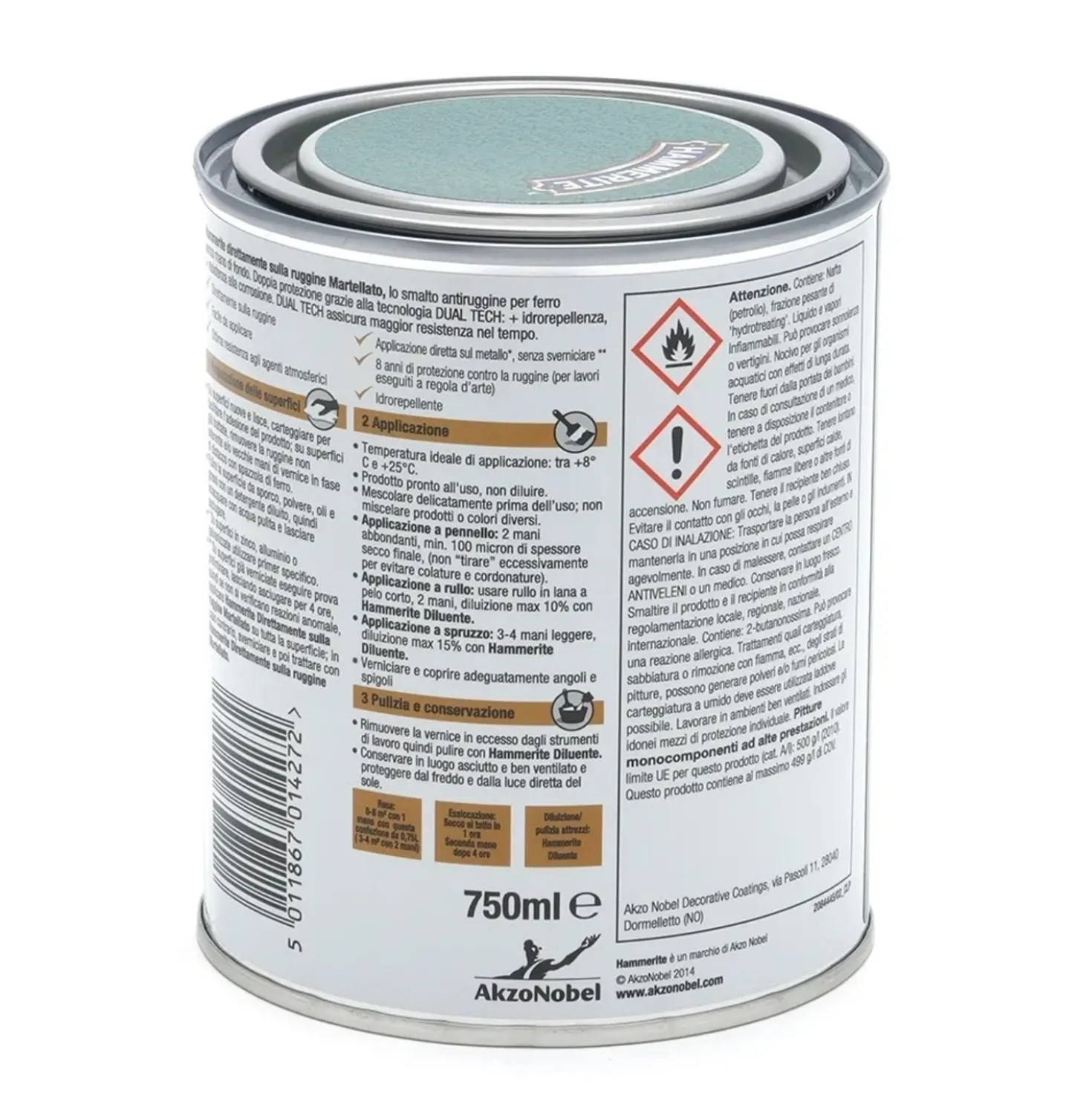 Smalto a solvente antiruggine Hammerite verde scuro 0,75 l