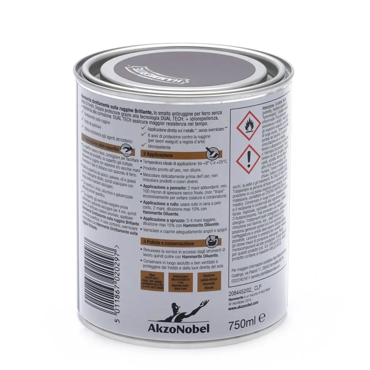 Smalto a solvente antiruggine Hammerite brillante marrone 0,75 l