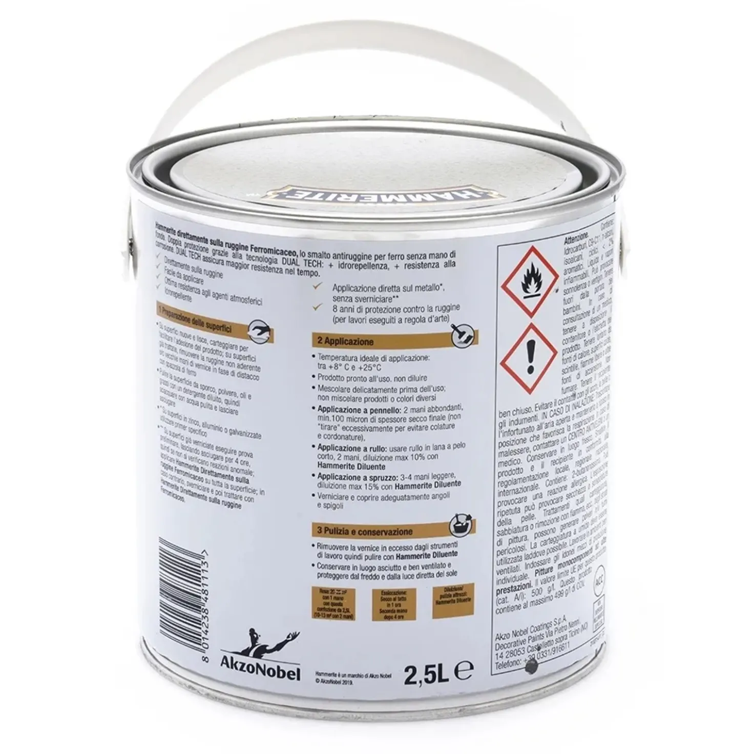 Smalto a solvente ferromicaceo Hammerite grigio piombo 2,5 l