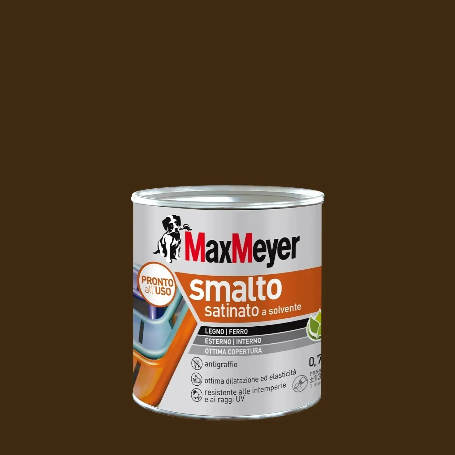 Smalto a solvente satinato MaxMeyer testa di moro 0,75 l