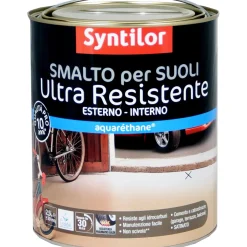 Smalto all`acqua Aquaréthane per suoli effetto alluminio 2,5 l