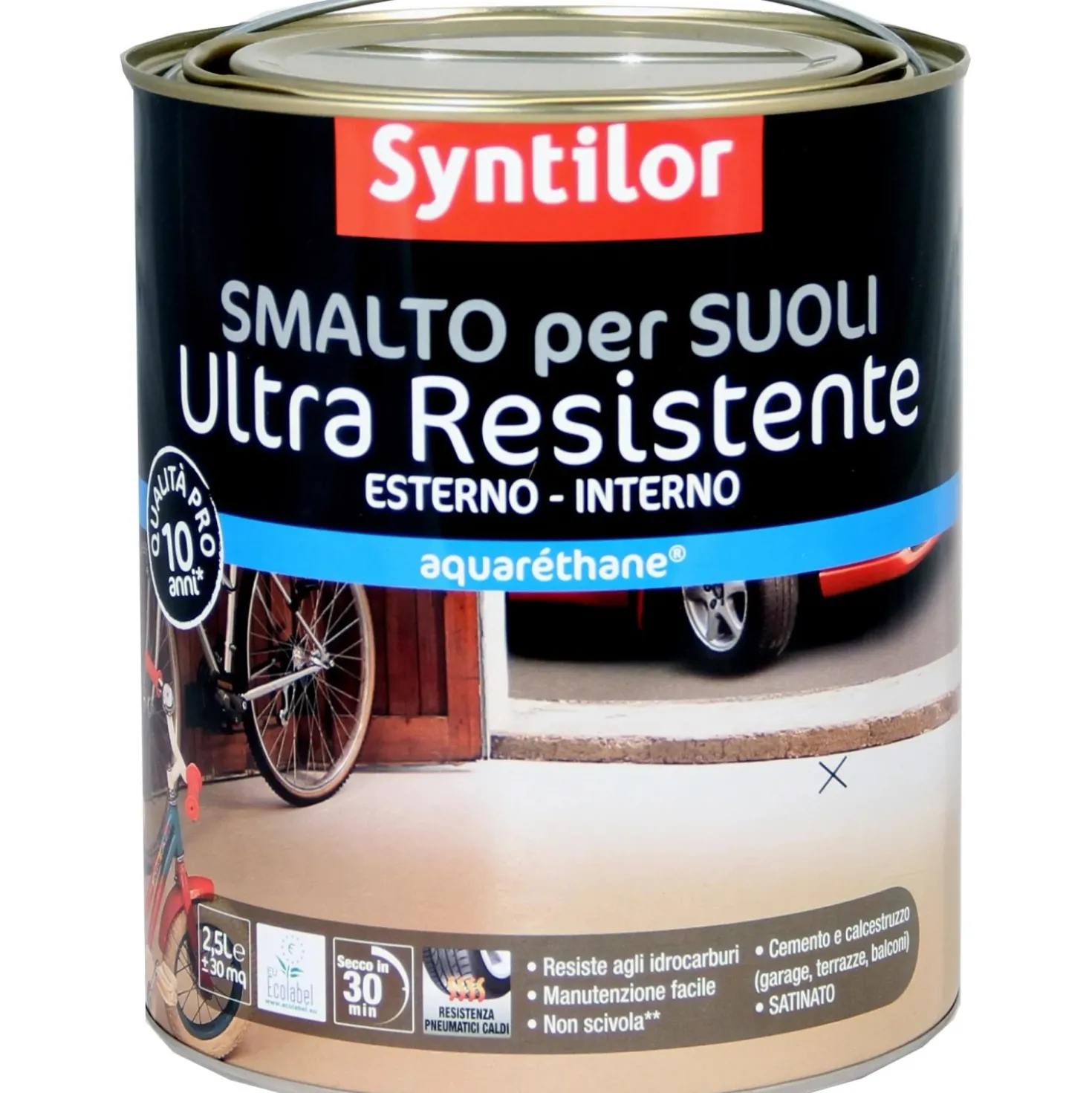 Smalto all`acqua Aquaréthane per suoli effetto alluminio 2,5 l