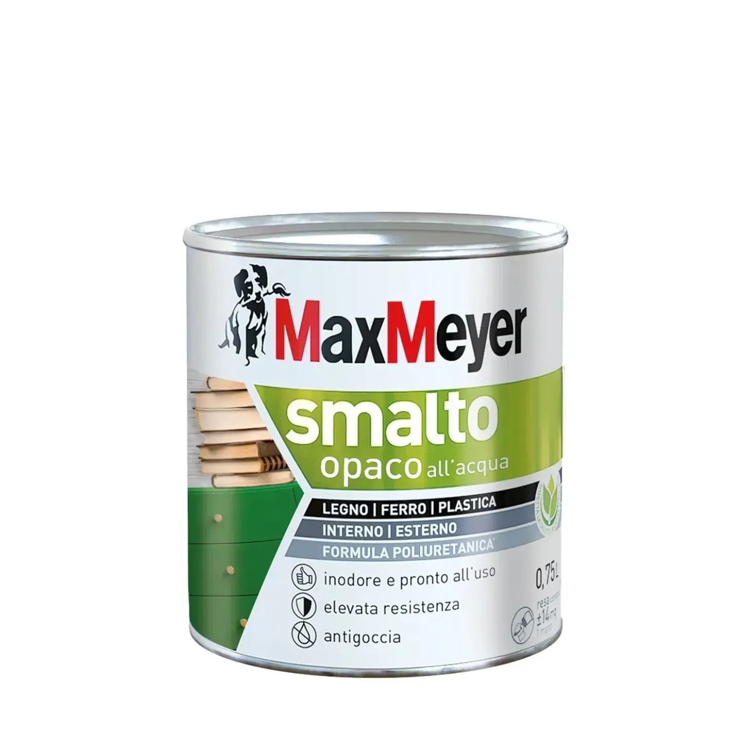 Smalto all'acqua poliuretanico opaco MaxMeyer grigio fumo 0,75 l