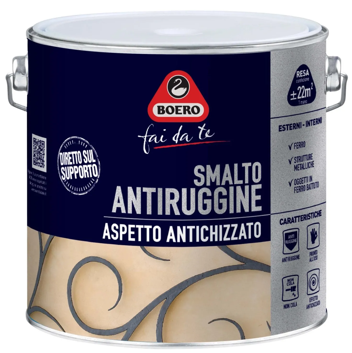 Smalto antiruggine antichizzato grigio ghisa grana fine 2 l Boero